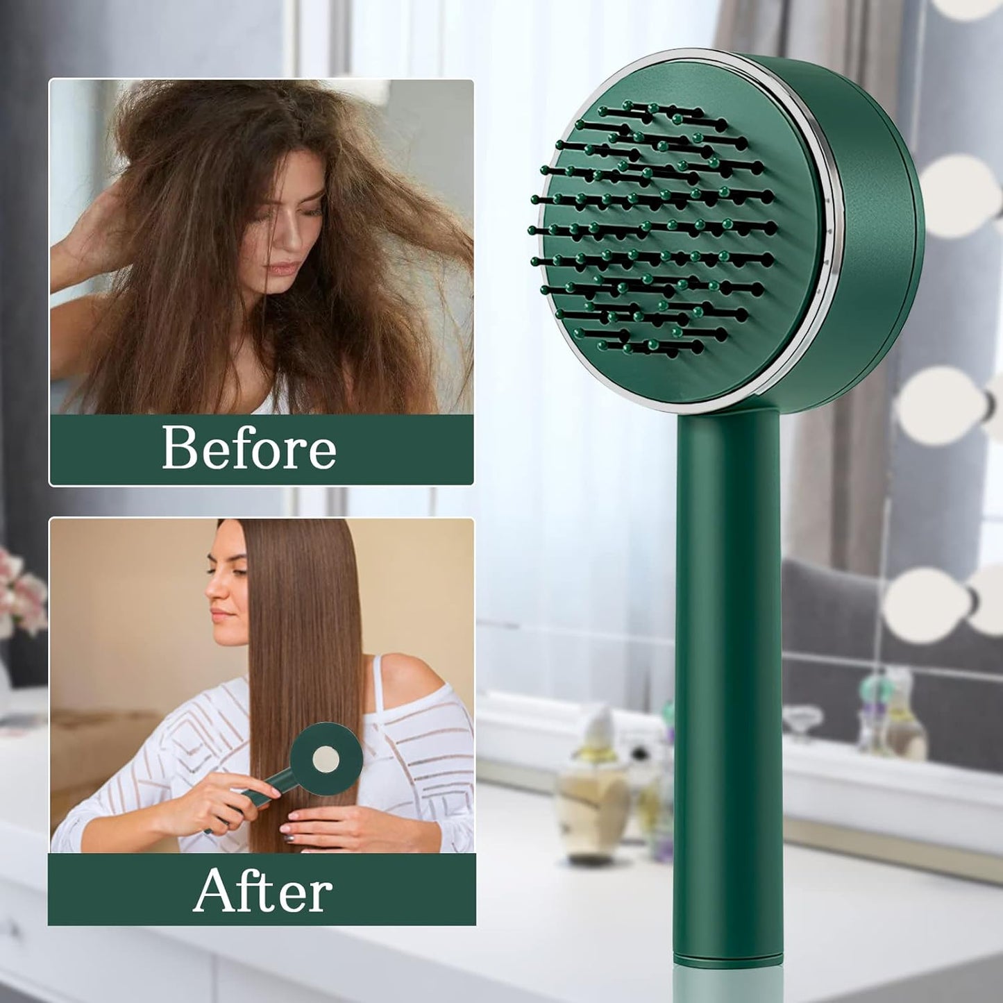 Long Handle Air Cushion Massage Brush - Detangling & Self-Cleaning