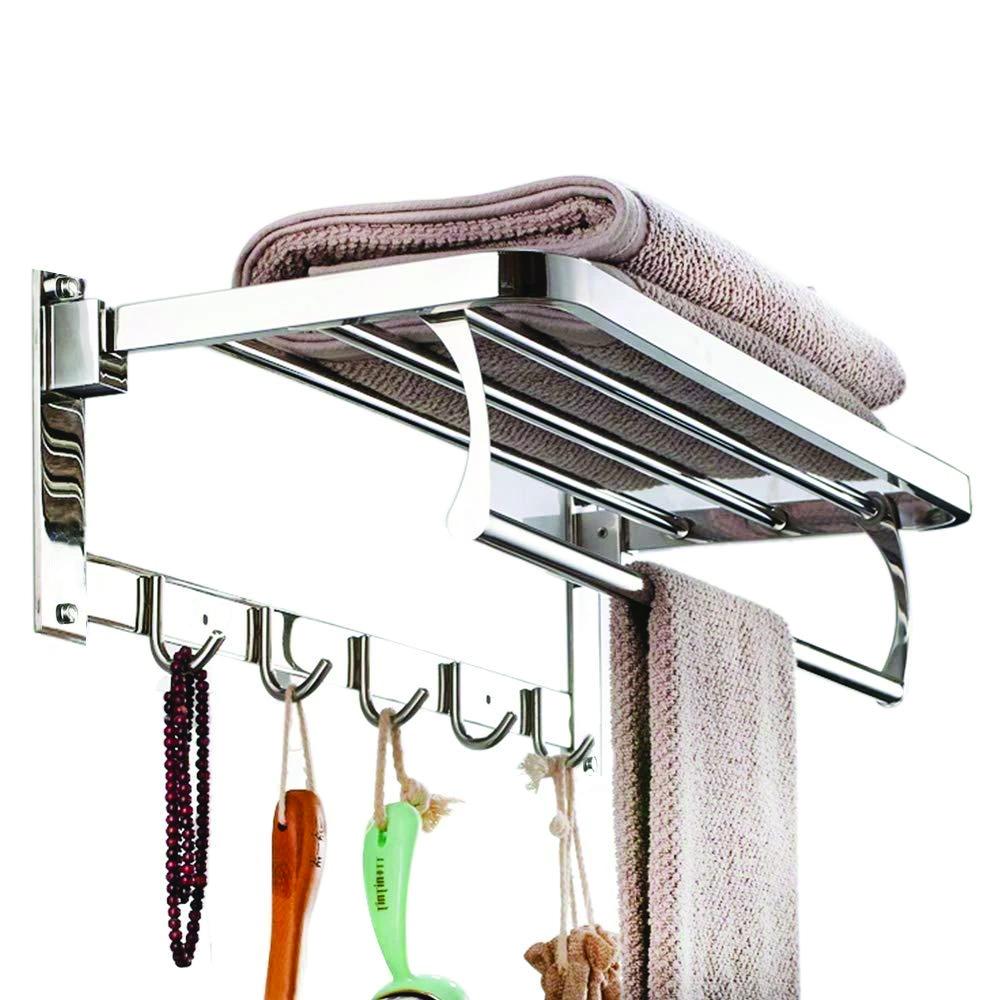 Folding Towel Rack & Bar | 18-Inch Stainless Steel Bathroom Accessory