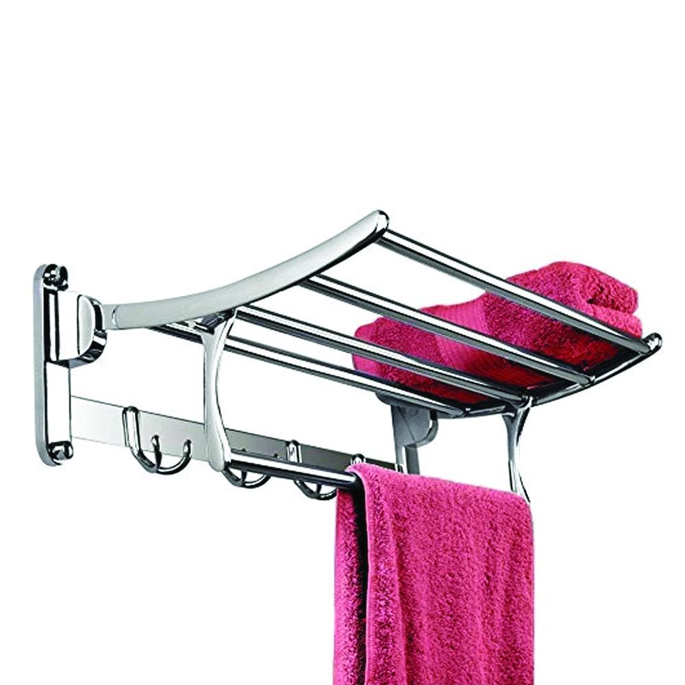 Folding Towel Rack & Bar | 18-Inch Stainless Steel Bathroom Accessory