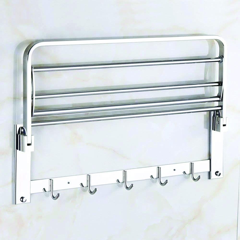 Folding Towel Rack & Bar | 18-Inch Stainless Steel Bathroom Accessory