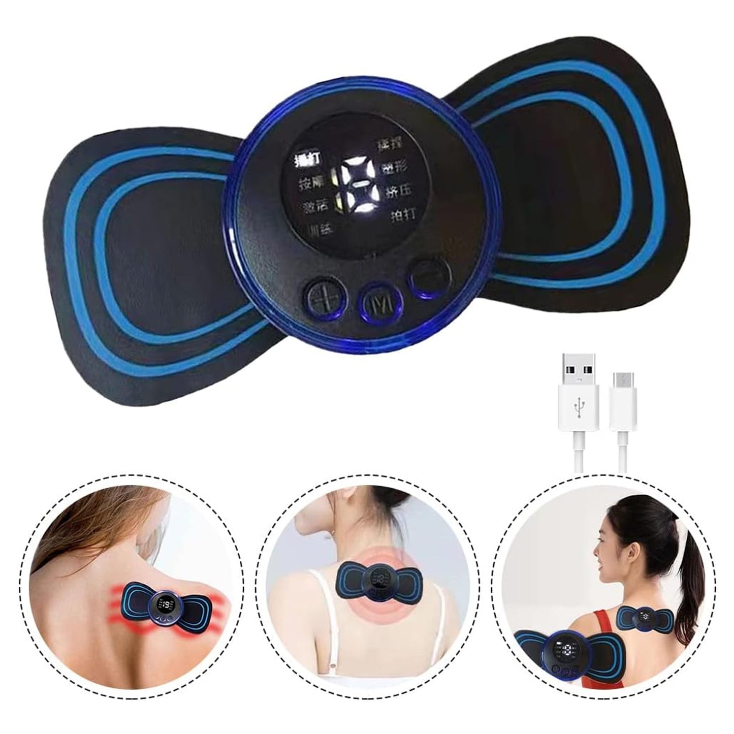 Portable USB Neck Massager - Electric Mini Cervical Massager with EMS Lymphatic Drainage