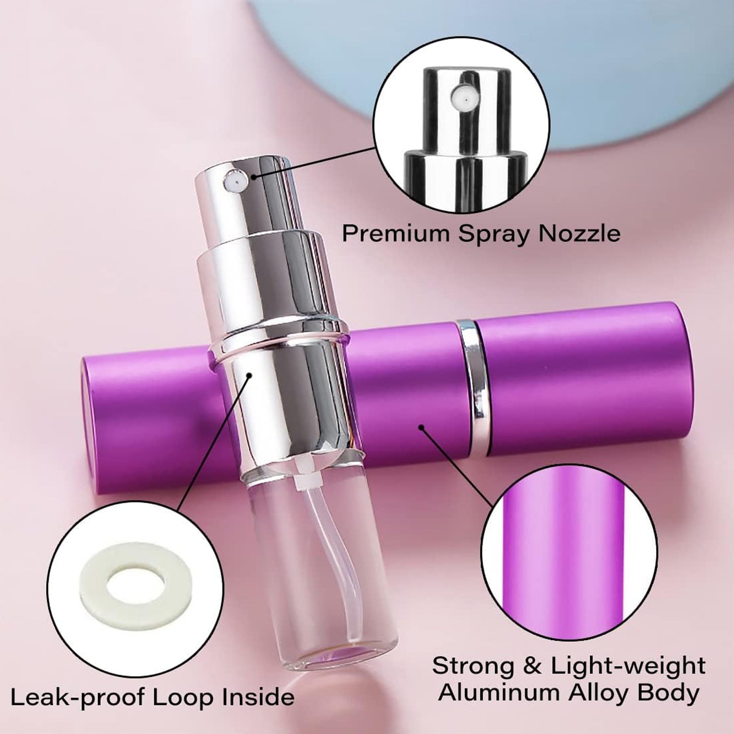 Portable Refillable Perfume Bottle – Fine Mist Spray for Sanitizer and Makeup