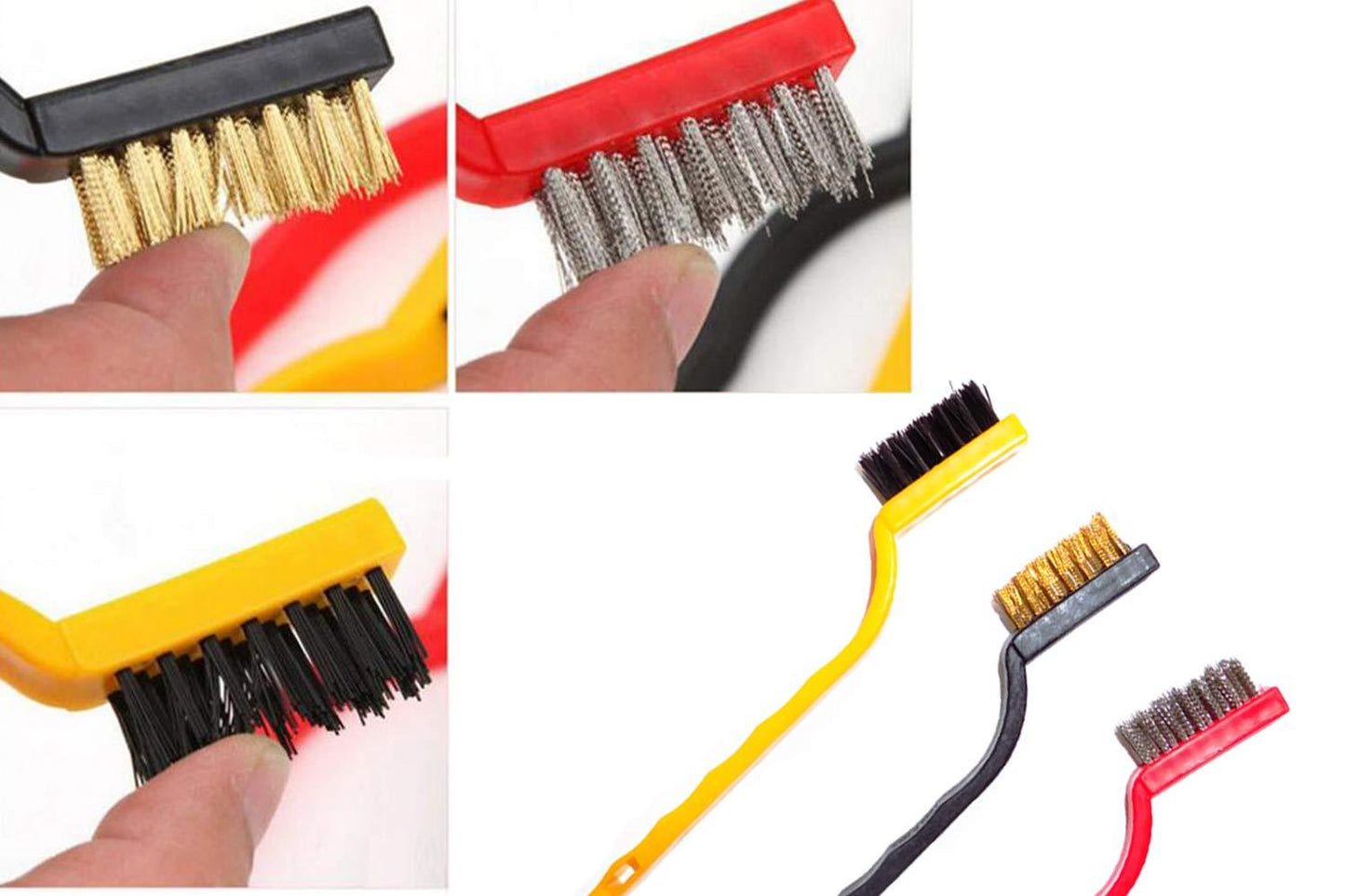 Heavy-Duty Mini Wire Brush Set | Brass, Nylon & Stainless Steel Bristles