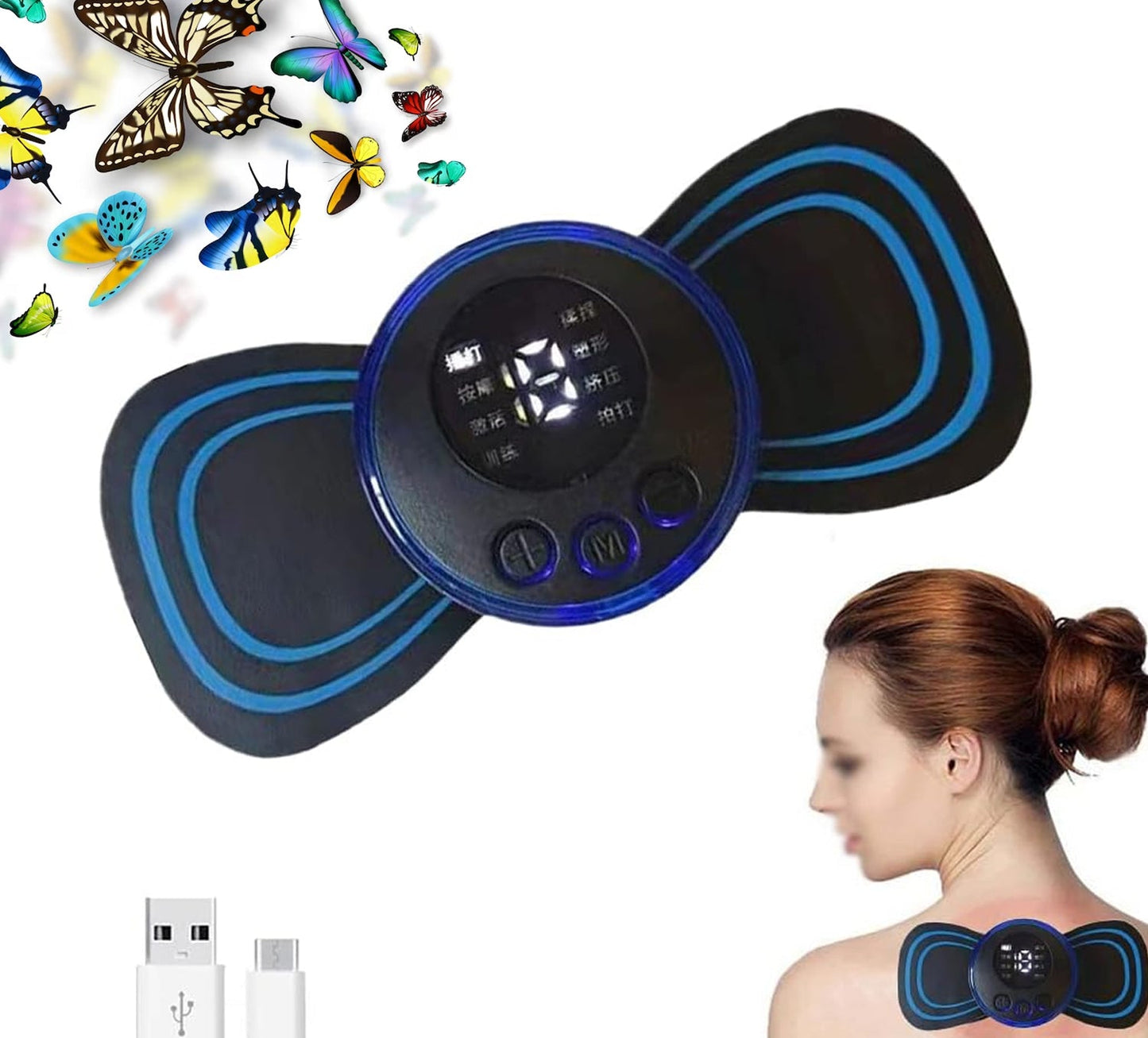 Portable USB Neck Massager - Electric Mini Cervical Massager with EMS Lymphatic Drainage