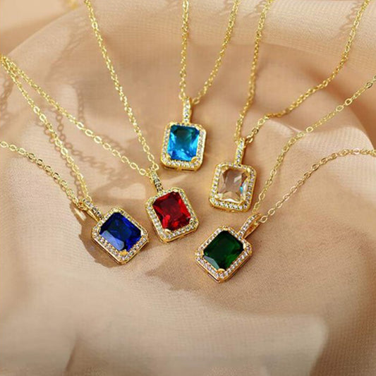 GlamStone: Mixed Color Pendant Necklace & Earrings Set