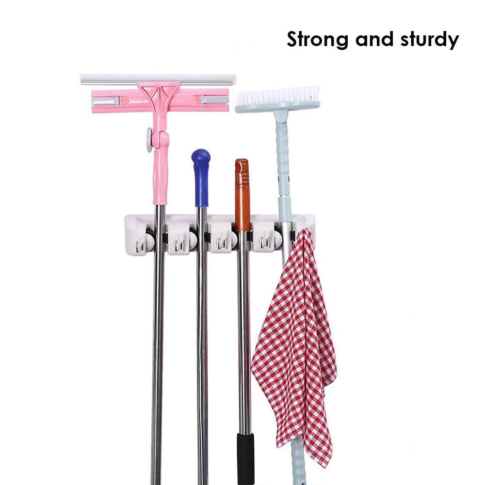 Heavy-Duty 4-Layer Wall Mount Holder – Perfect for Mops, Brooms, and Tools