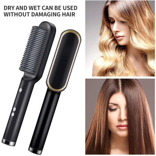 HQT-909B Hair Straightener Comb Brush Hair Straightening Iron with Massaging Functionality