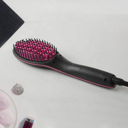 Simply Straight Electric 2 in 1 Ceramic Hair Straightener Straightening Comb Brush with LCD Screen