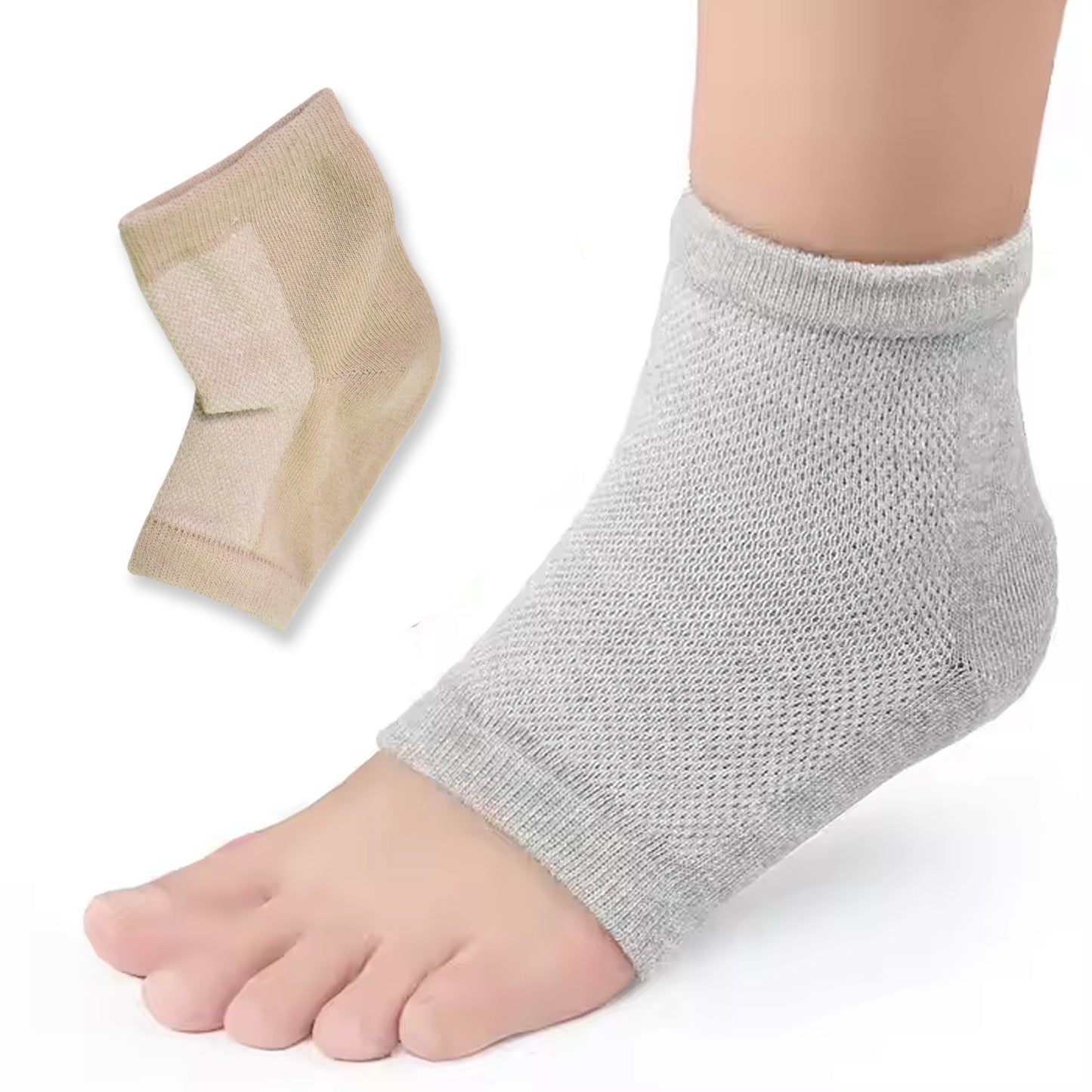 Heel Socks - Overnight Skin Softening Treatment for Dry, Hard Heels (1 Pair / Mix Color)