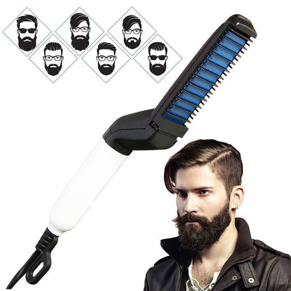 Men's Beard and Hair Curling Straightener - Modelling Comb for Perfect Grooming