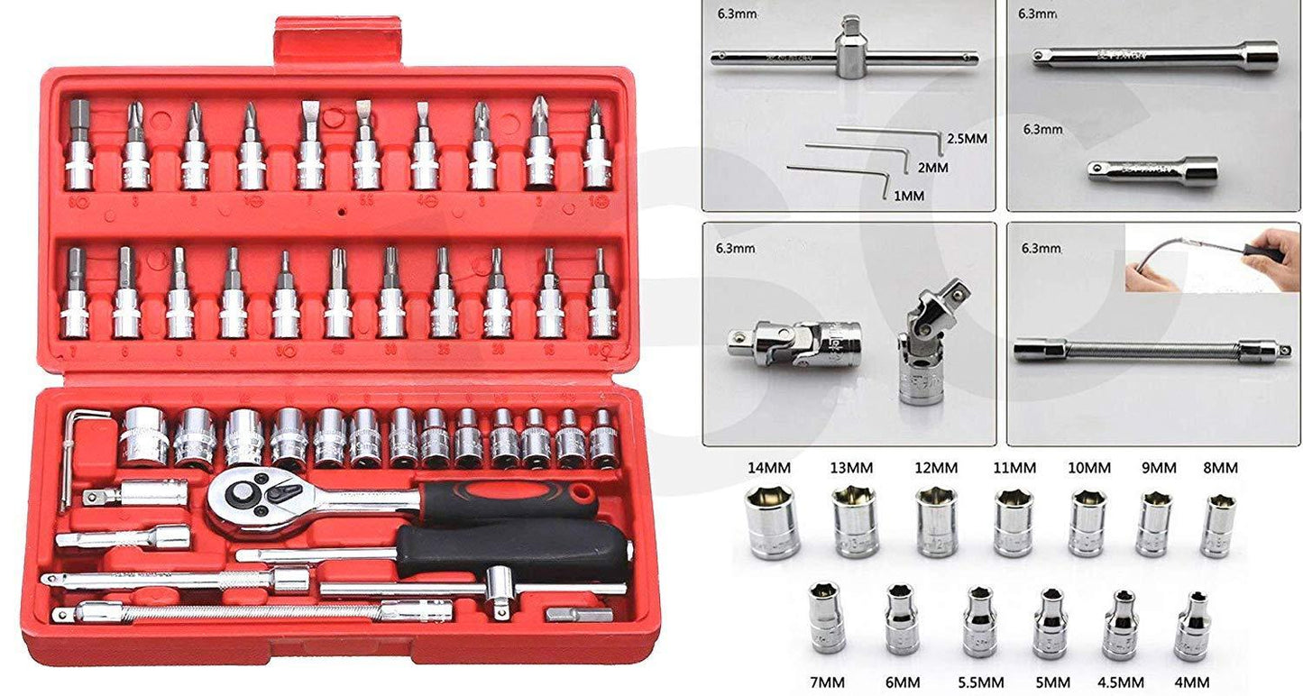 Comprehensive 46-Piece Socket Tool Kit – Perfect for All Repairs