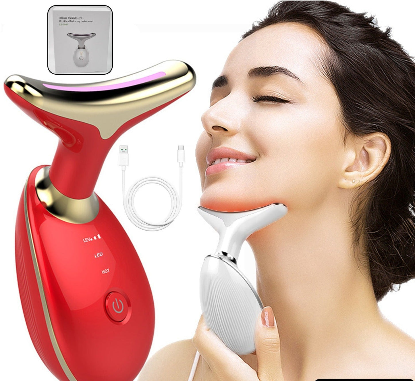 Electric Wrinkle Remover LED Photon Face Beauty Device for Women (1Pc)