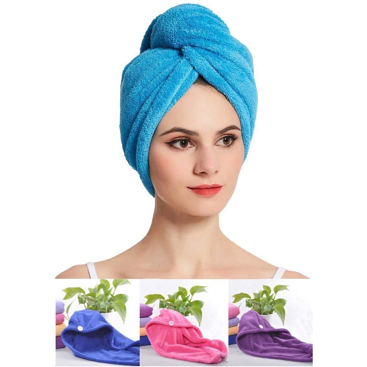 Quick-Dry Microfiber Hair Wrap Towel Cap – Super Absorbent & Soft