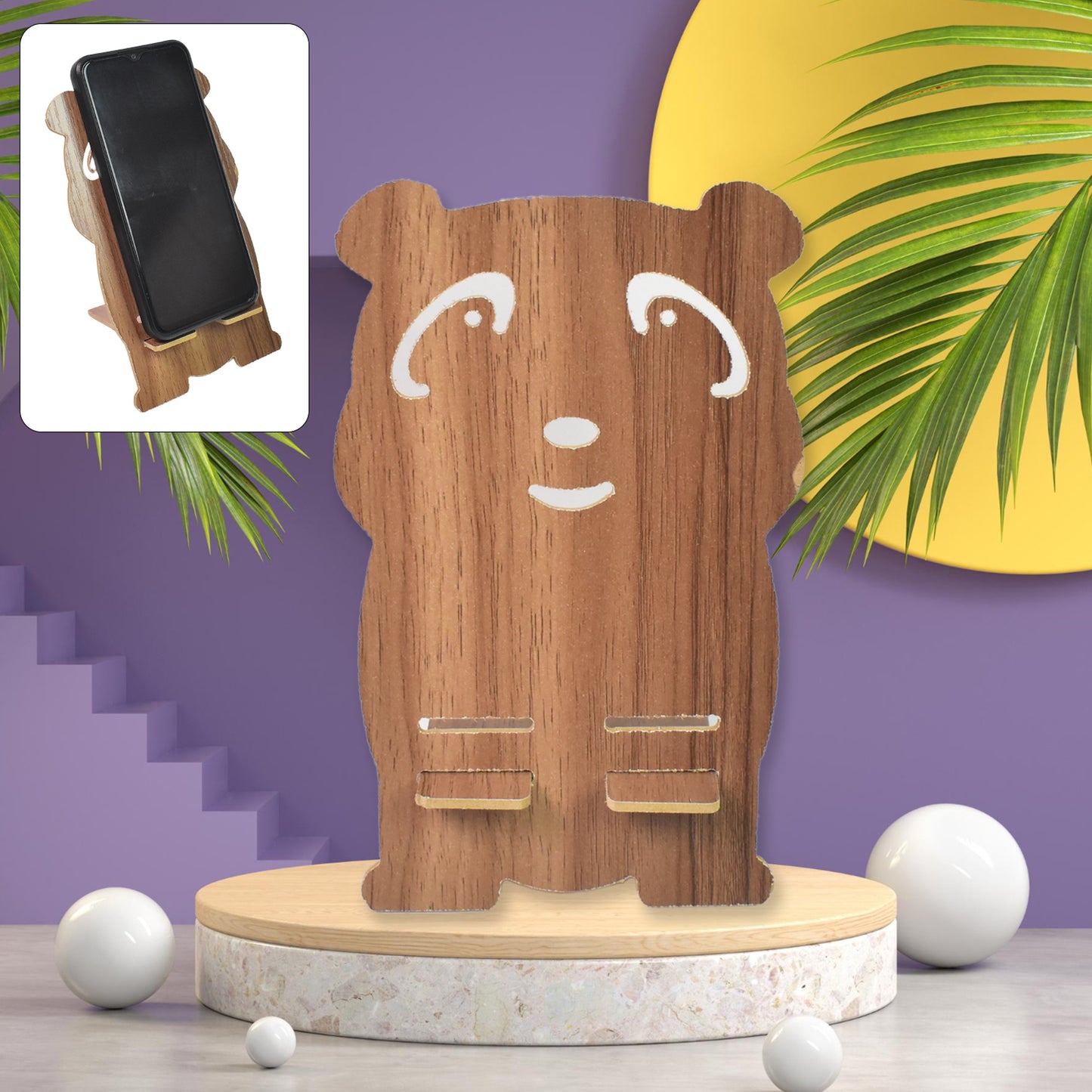 Cartoon Shape Design Mobile Stand-Wooden (1 Pc)