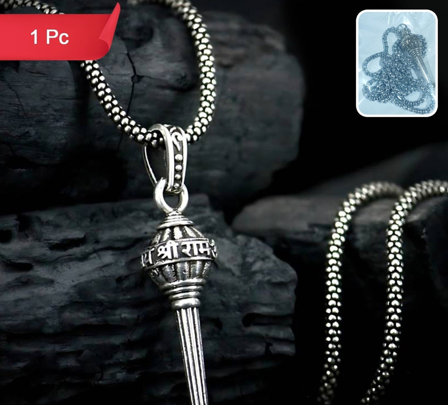 Divine Strength: Lord Hanuman Gada Pendant with Chain