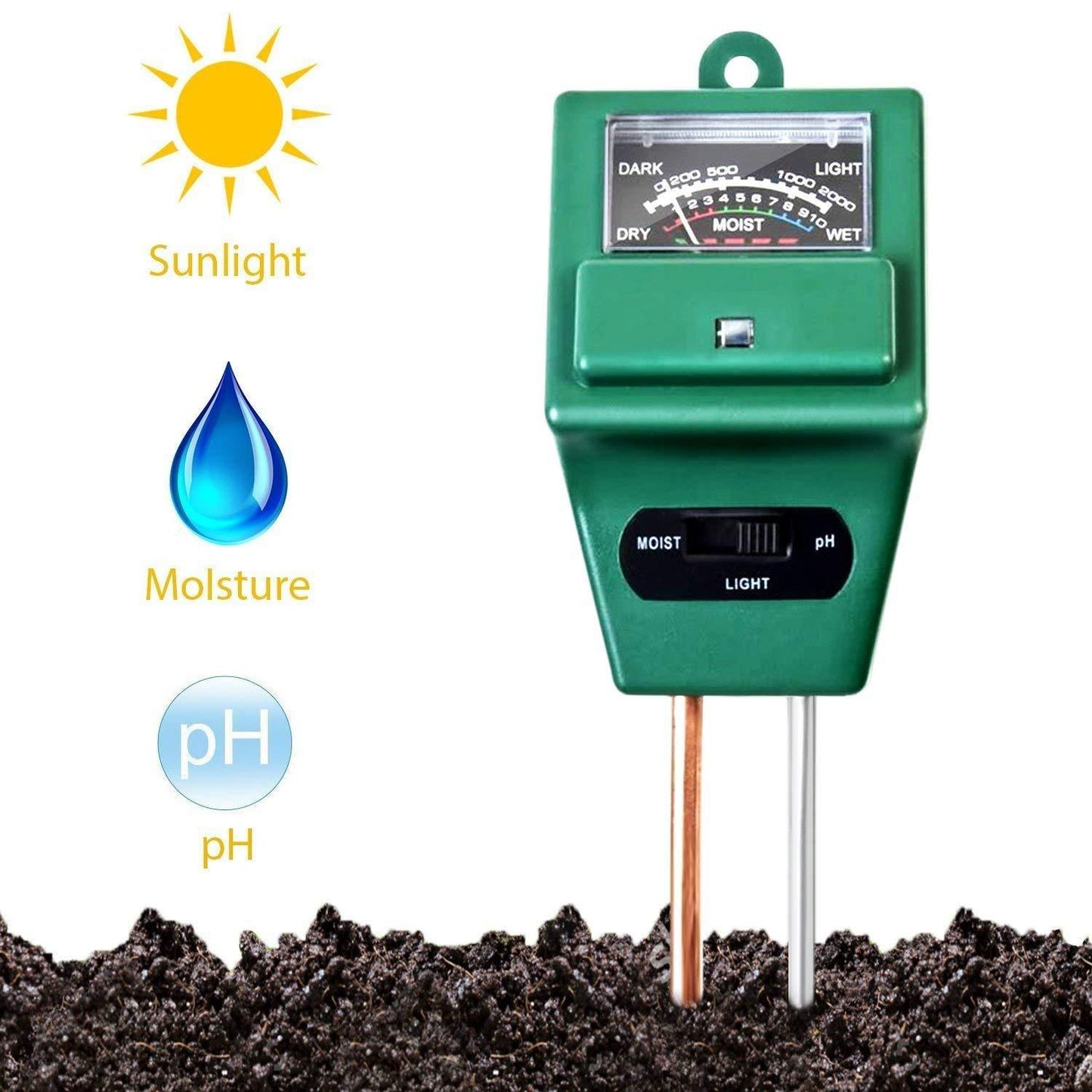 3 Way Soil Meter - pH Testing Meter for Gardening