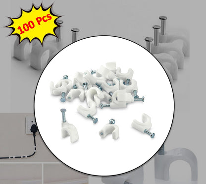 100 Pc 6mm Cable Clip Set - Secure Wires to Walls with Ease