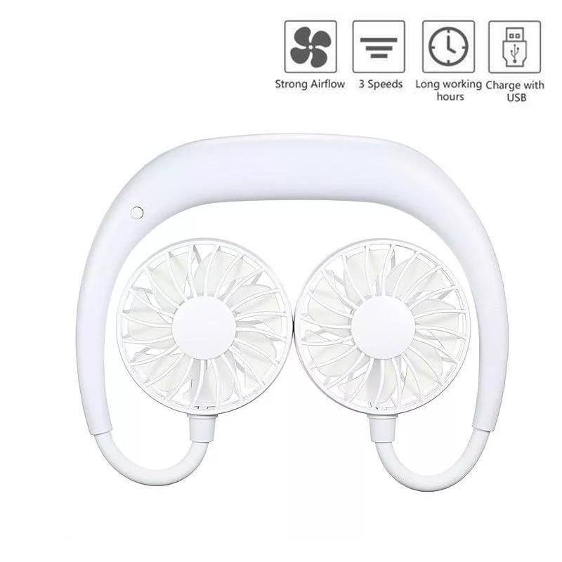 Wearable Neckband Fan - Portable USB Rechargeable Mini Fan with Headphone Design