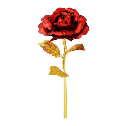 24k Gold-Plated Artificial Rose with Gift Box - Elegant Red Rose (10 Inches)