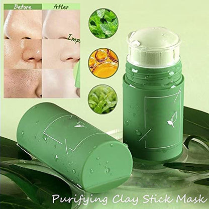 Elecsera Green Tea Purifying Clay Stick Mask Oil Control Anti-Acne Eggplant Solid Fine, Portable Cleansing Mask Mud Apply Mask, Green Tea Facial Detox"