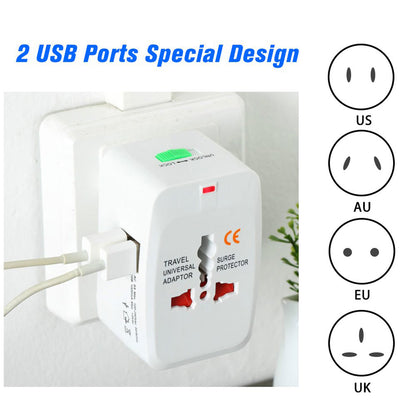 All-in-one Universal Worldwide Travelling Ac Adaptor Plug (Au  Uk  Us  Eu) International Power Charger with USB Power Plug Socket Adapter Converter (1 Pc)