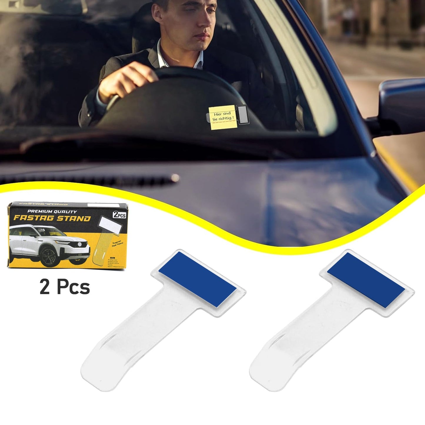 Windscreen Cardholder Fastag Stand Transparent Ticket Holder Car (2 Pc Set)