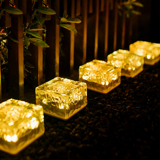 Solar Ice Cube Shaped Garden Lights - Warm Outdoor Decor