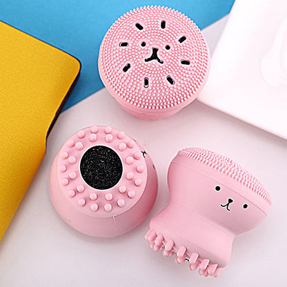 Cute Octopus Shape Silicone Face Scrubber Massager - Facial Cleansing & Skincare Tool (1PC)