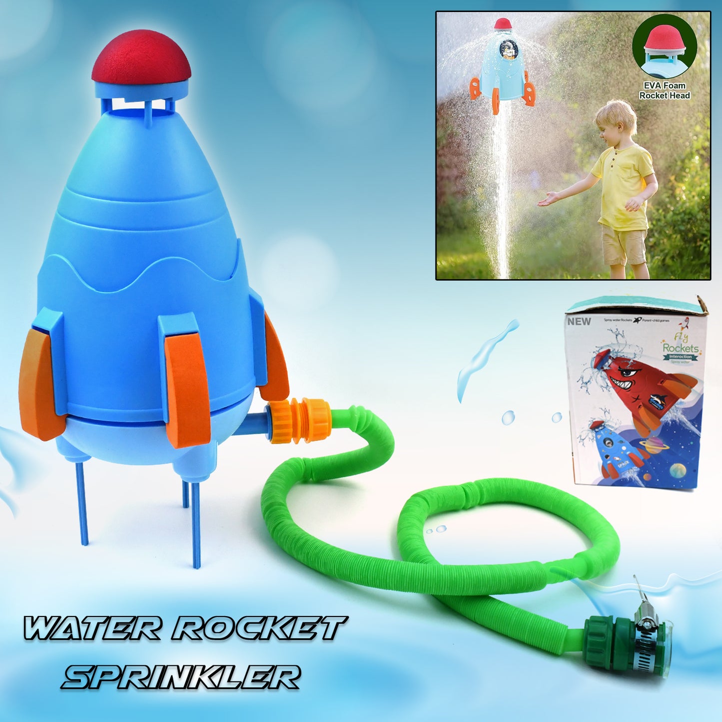 Sprinkler Rocket Launcher Summer Toys for Kids - Outdoor Water Spray Fun (1 Set)