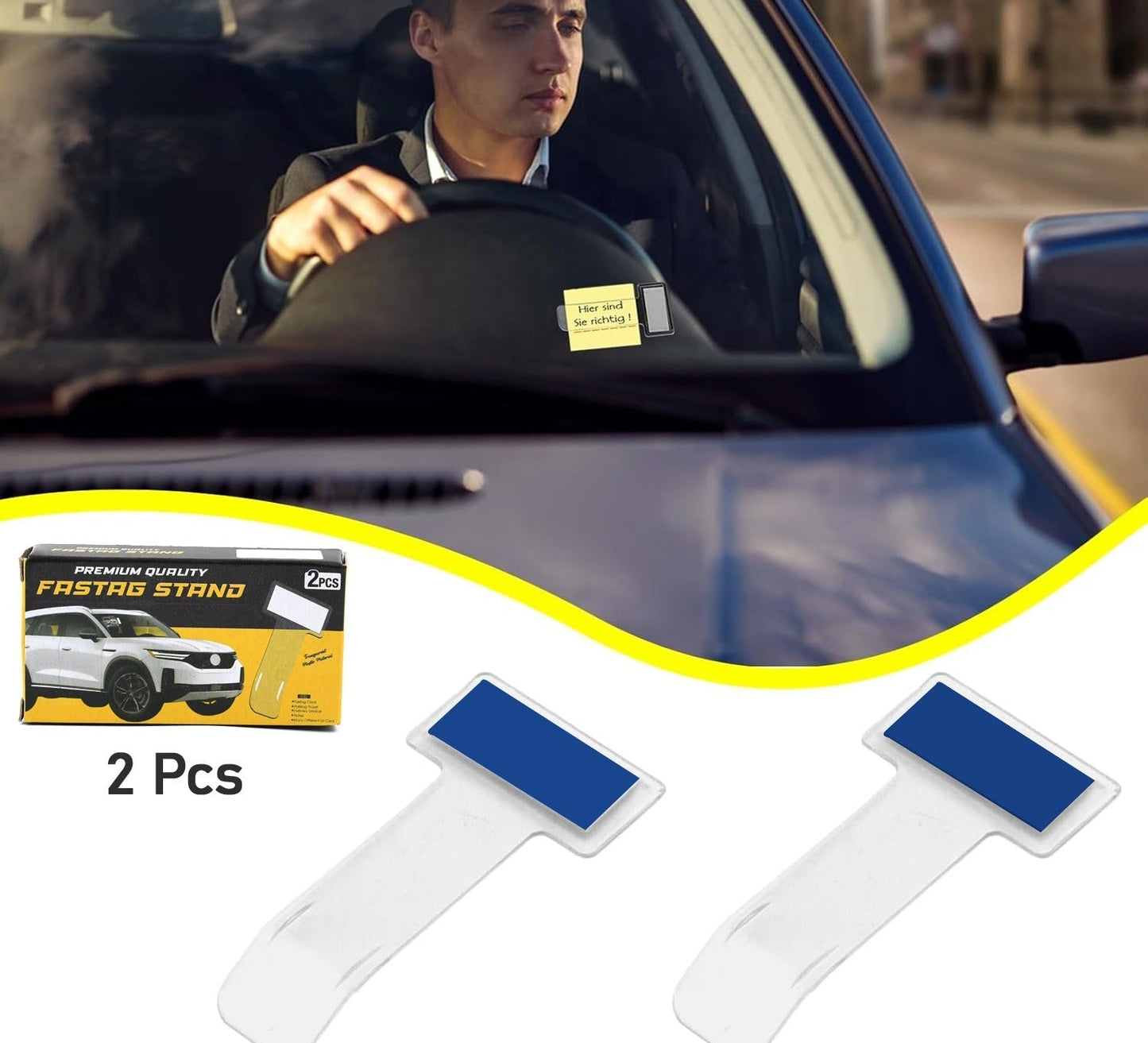 Windscreen Cardholder Fastag Stand Transparent Ticket Holder Car (2 Pc Set)