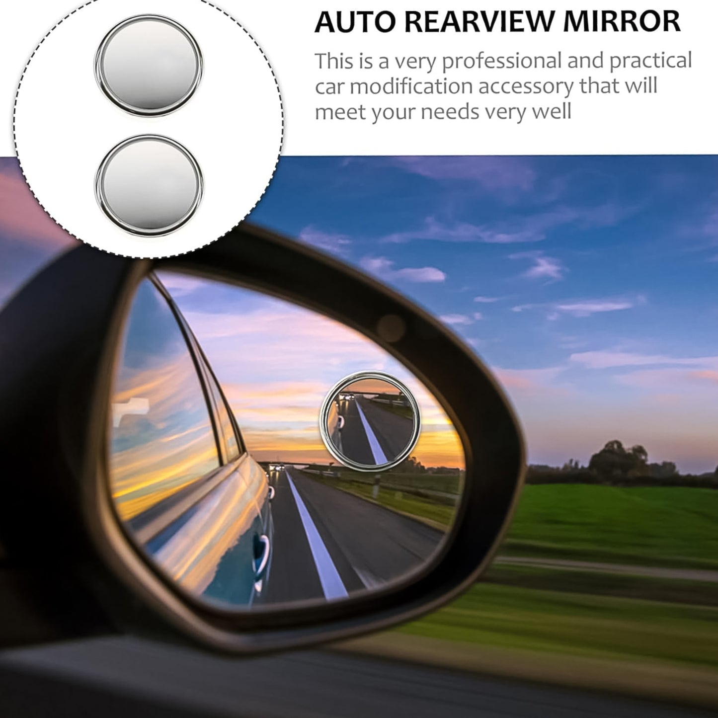 Car Blind Spot Side Mirror - HD Round Glass (2 Pcs Set)