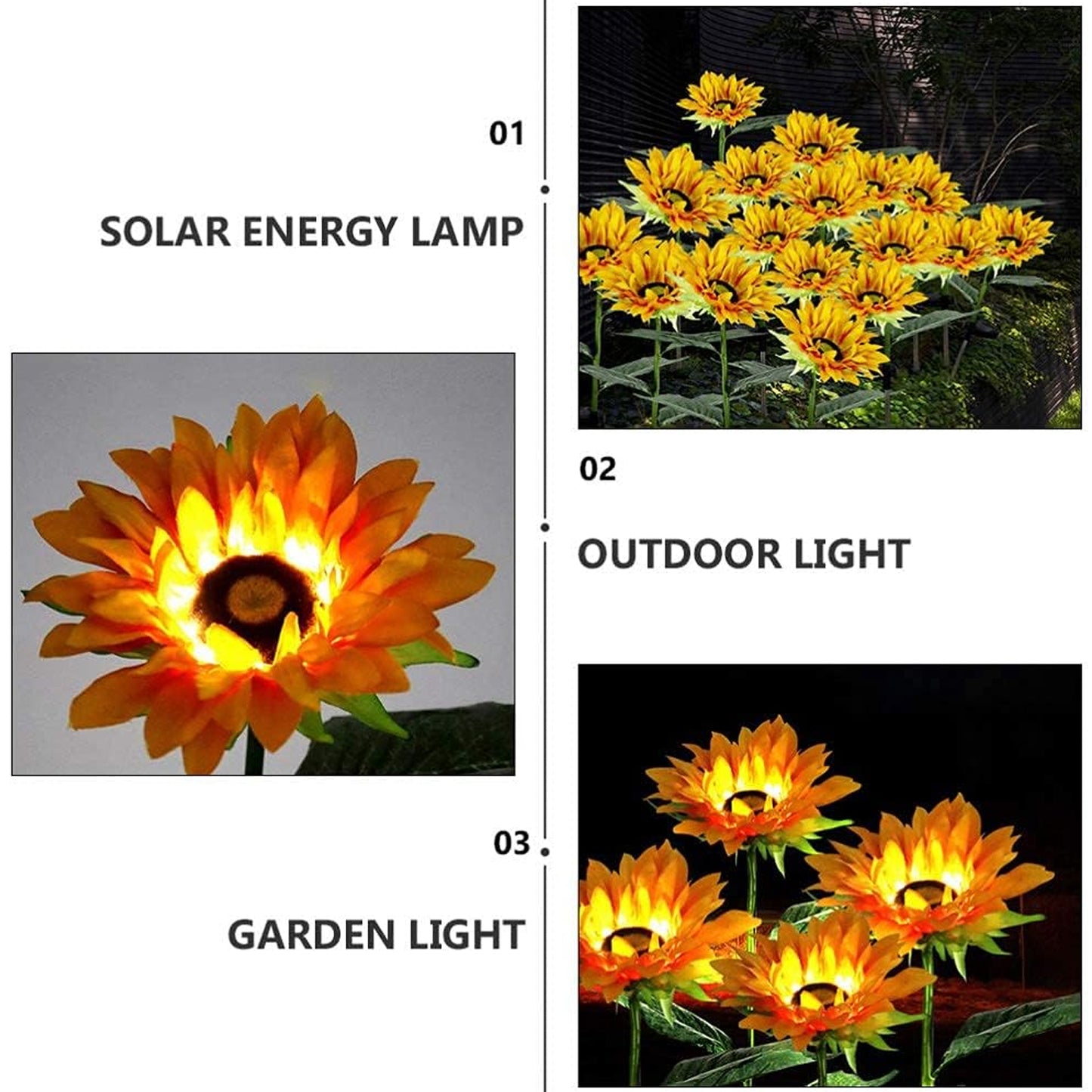 Simulation Sunflower LED Lights for Garden - Solar-Powered (4 Pcs)