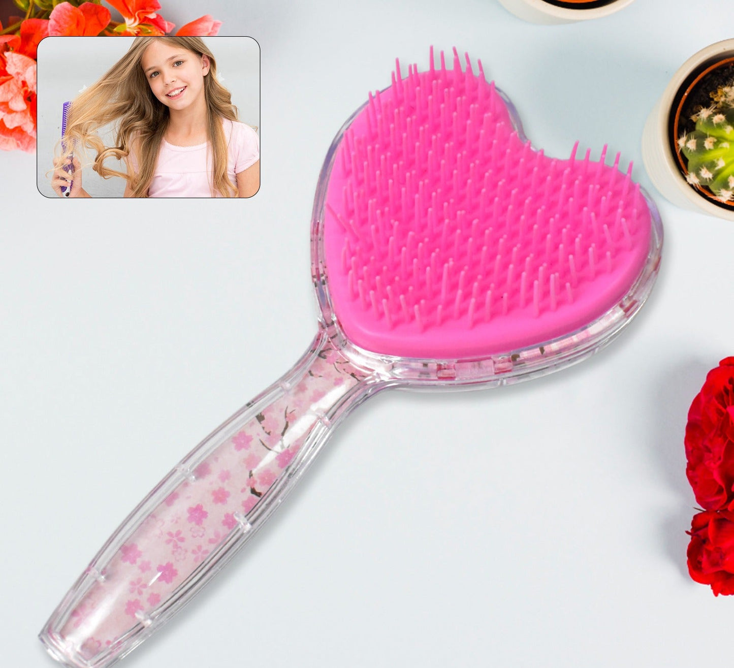 Heart Shape Hair Brush with Massage & Detangling for Kids - Suitable for All Hair Types