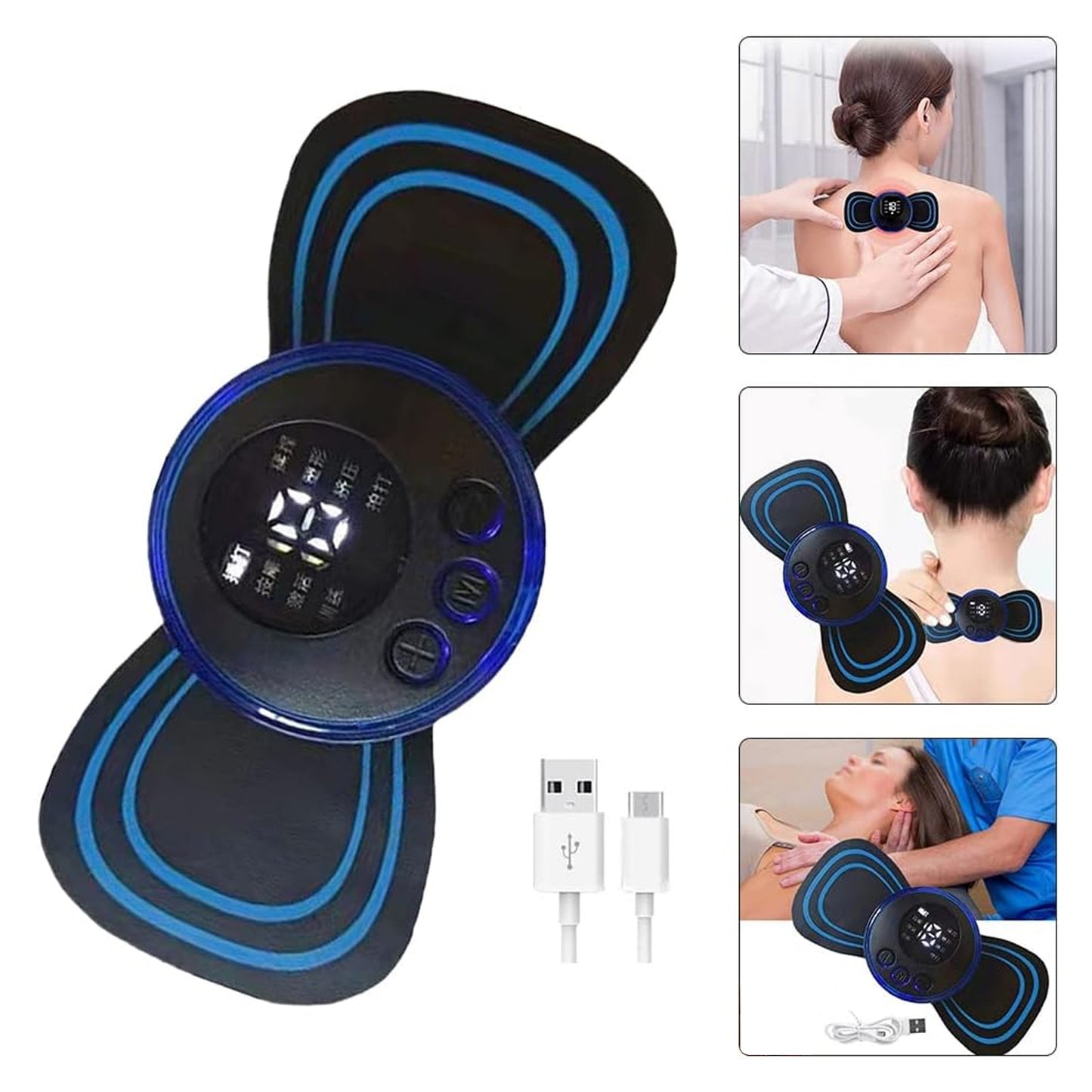 Portable USB Neck Massager - Electric Mini Cervical Massager with EMS Lymphatic Drainage