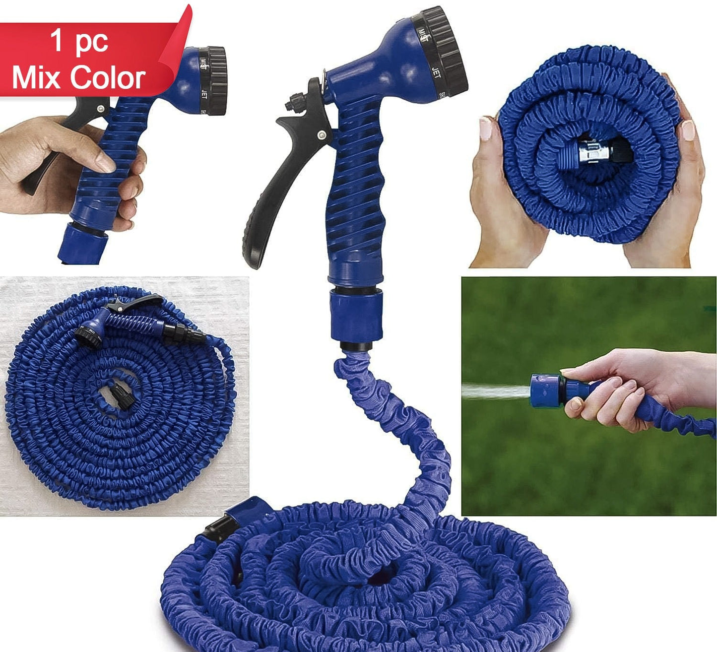 Expandable Magic Garden Hose with Spray Gun - 4 Metre Pipe (Mix Color)