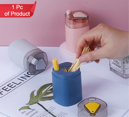 Automatic Pop-Up Round Toothpick Dispenser Plastic Holder For Kitchen