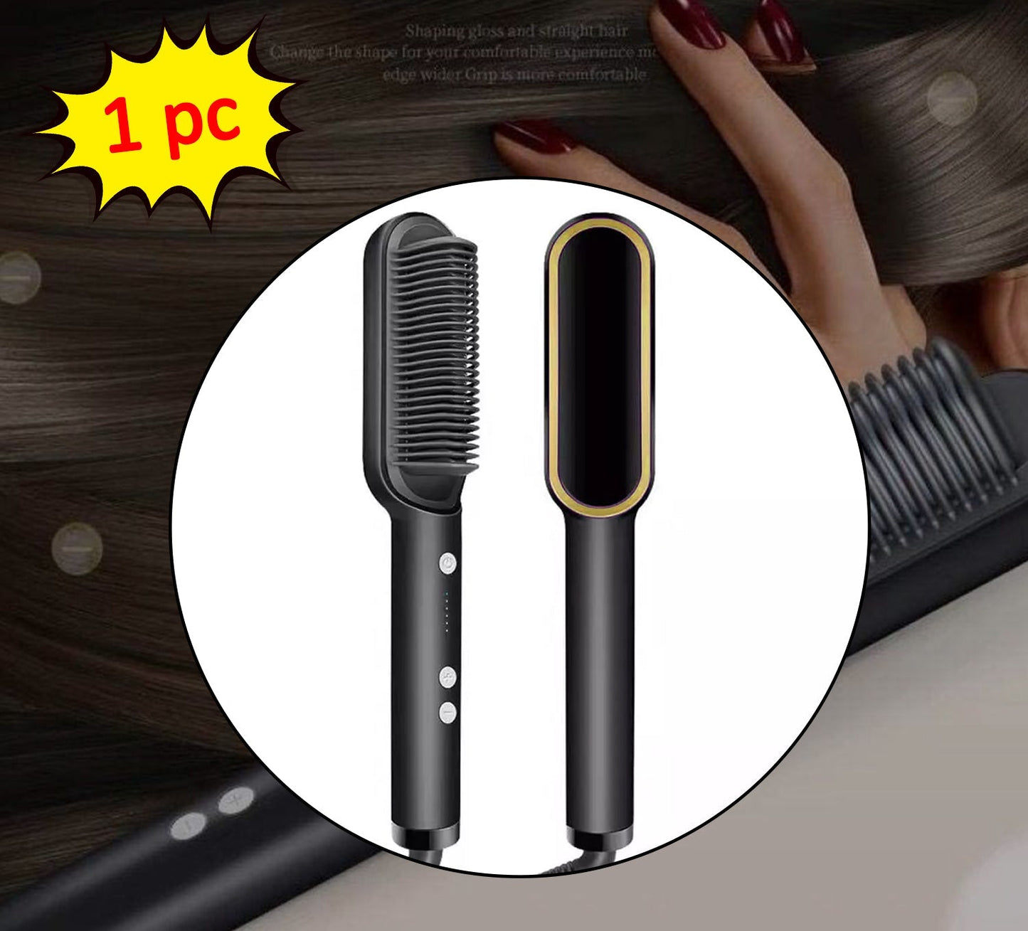 HQT-909B Hair Straightener Comb Brush Hair Straightening Iron with Massaging Functionality