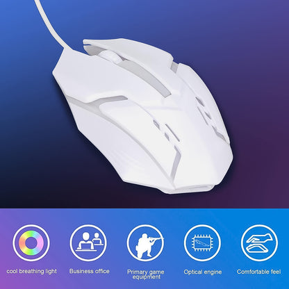 Colorful Lighting, 1200 DPI-USB Wired Ergonomic Gaming Mouse (1 Pc / White)