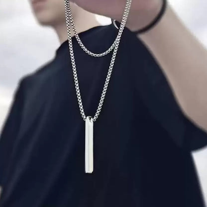 Sleek Minimalism: Stainless Steel Stick Necklace (1 Pc)