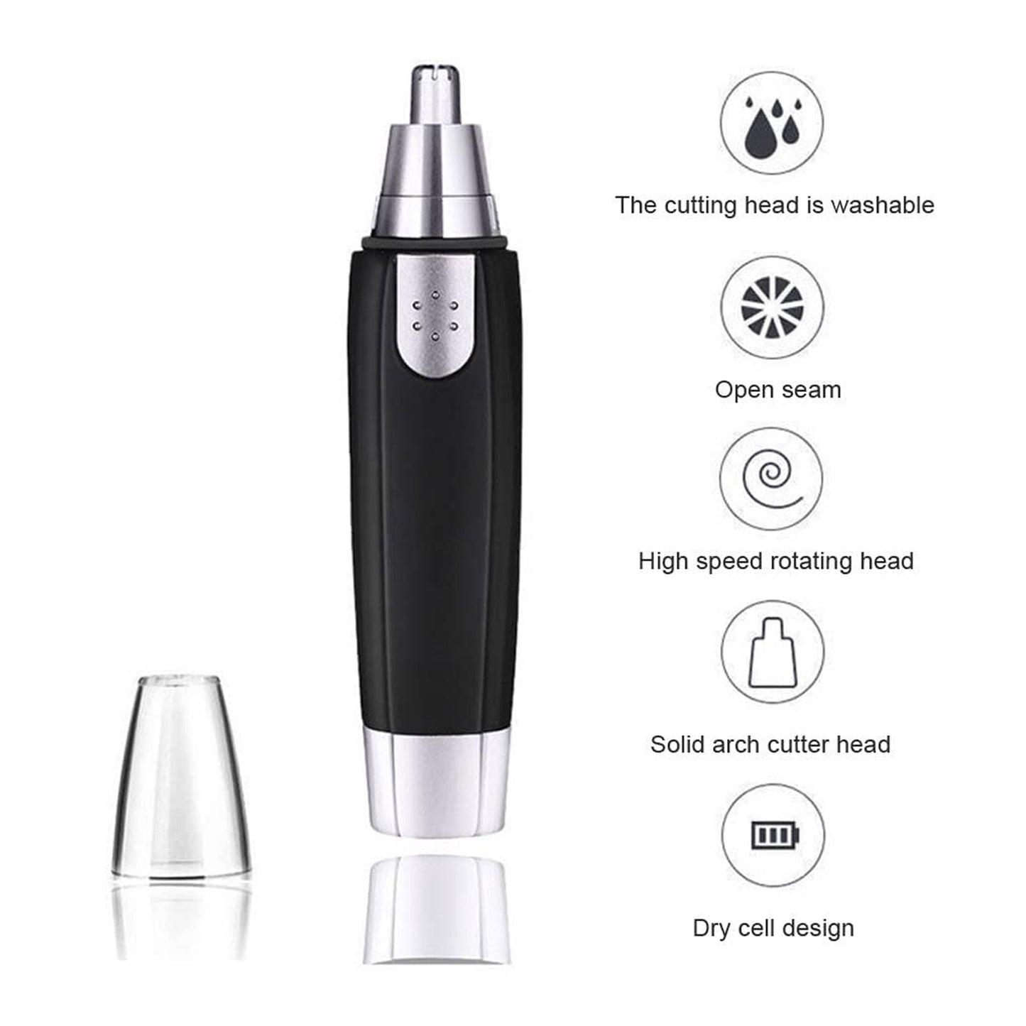 Battery-Operated Nose Clipper - Sharp Steel for Precision