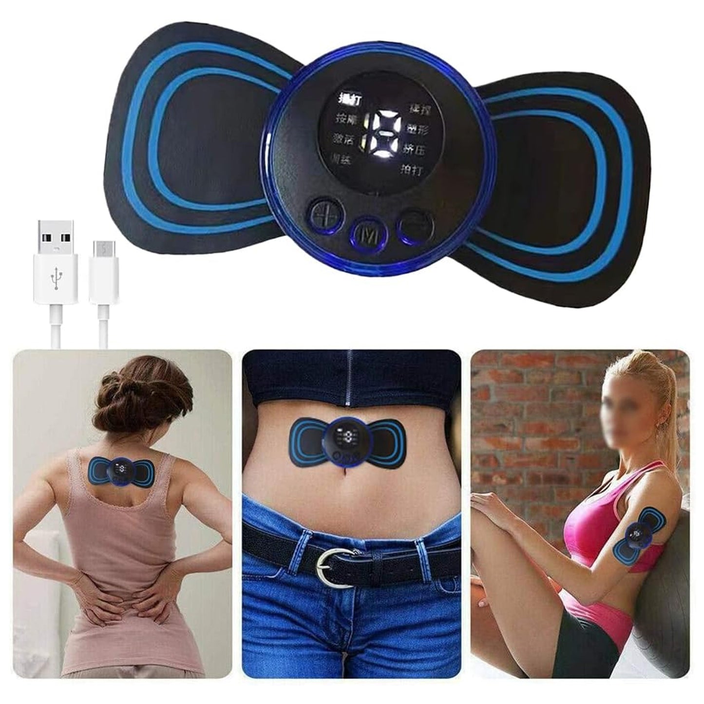 Portable USB Neck Massager - Electric Mini Cervical Massager with EMS Lymphatic Drainage