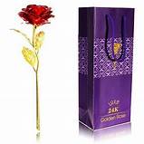 24k Gold-Plated Artificial Rose with Gift Box - Elegant Red Rose (10 Inches)