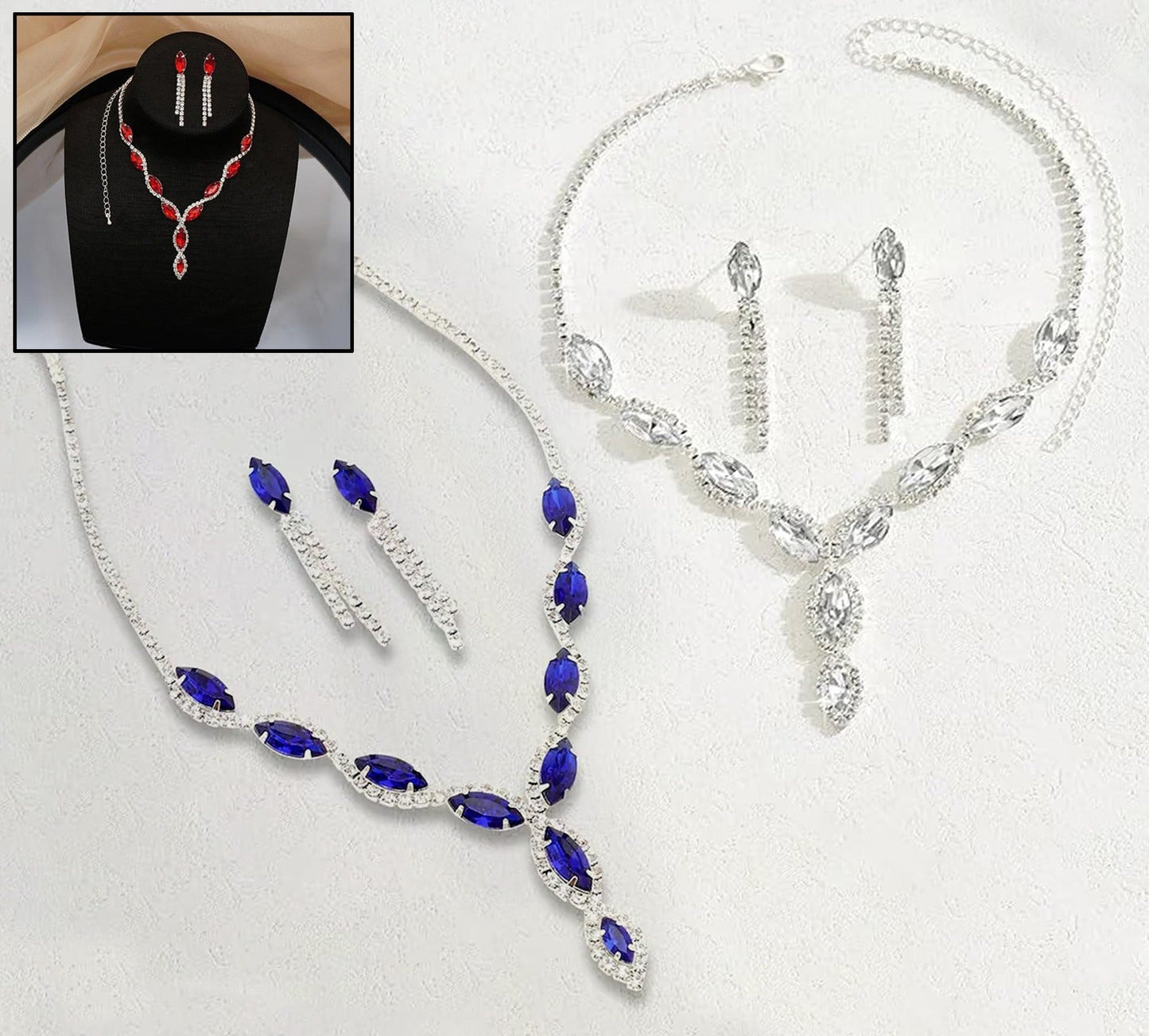 Bridal Radiance: Mixed Color Necklace and Earrings Set