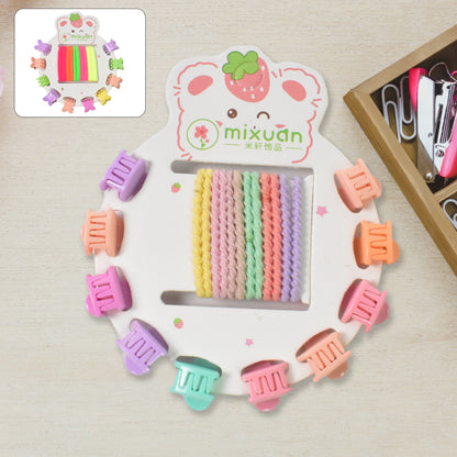 Hair Clips &amp; Hairband Set - Multicolour Mini Hair Claw Clips &amp; Hair Bands for Girls (22 Pcs / Mix Design)