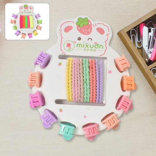 Hair Clips &amp; Hairband Set - Multicolour Mini Hair Claw Clips &amp; Hair Bands for Girls (22 Pcs / Mix Design)