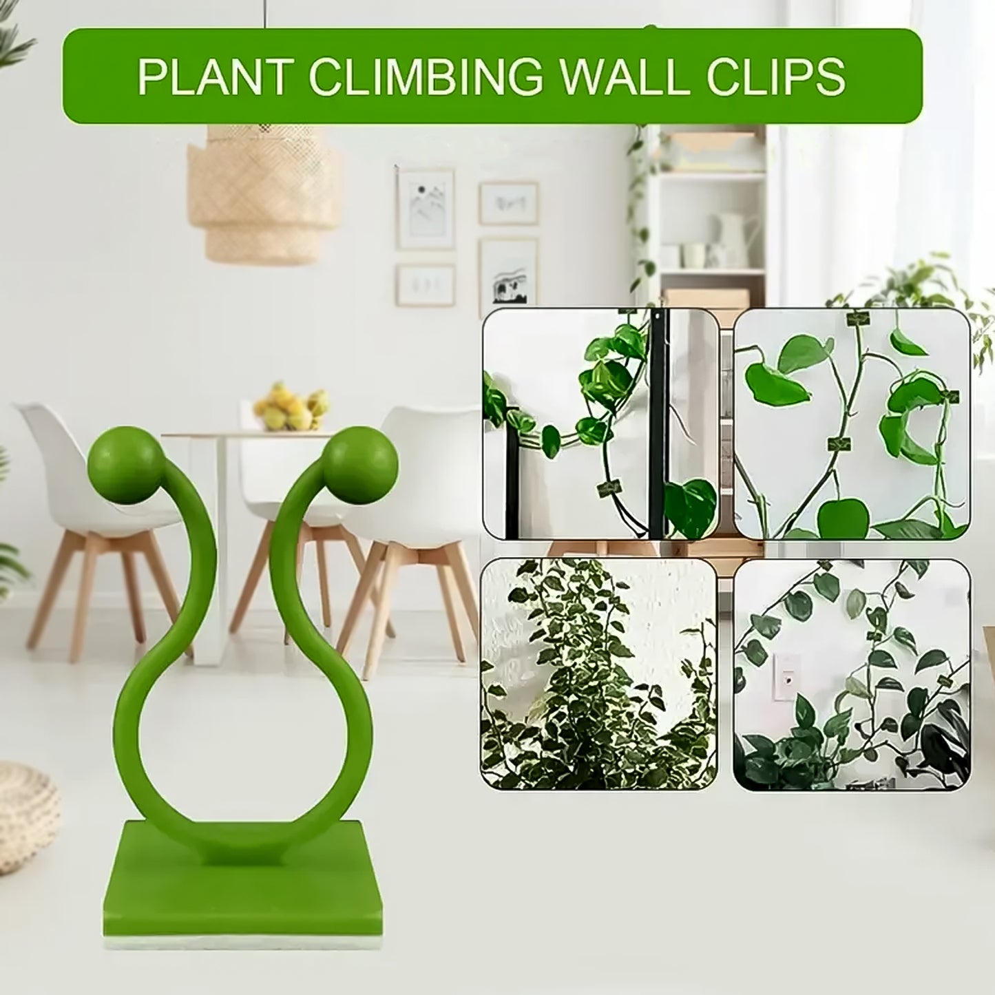 Plant Climbing Wall Fixture Clips - Self-Adhesive Hooks for Vines (100 Pcs Set)