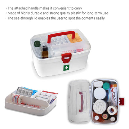 Medical Utility Box with Detachable Tray - Multi-Purpose Medicine Storage & First Aid Kit with Handle (1 Piece, Indoor/Outdoor Use)