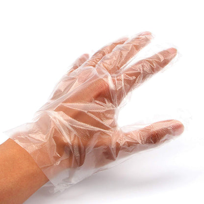 SKY WALLS Plastic Transparent Disposable Clear Gloves (White) (100Pc)