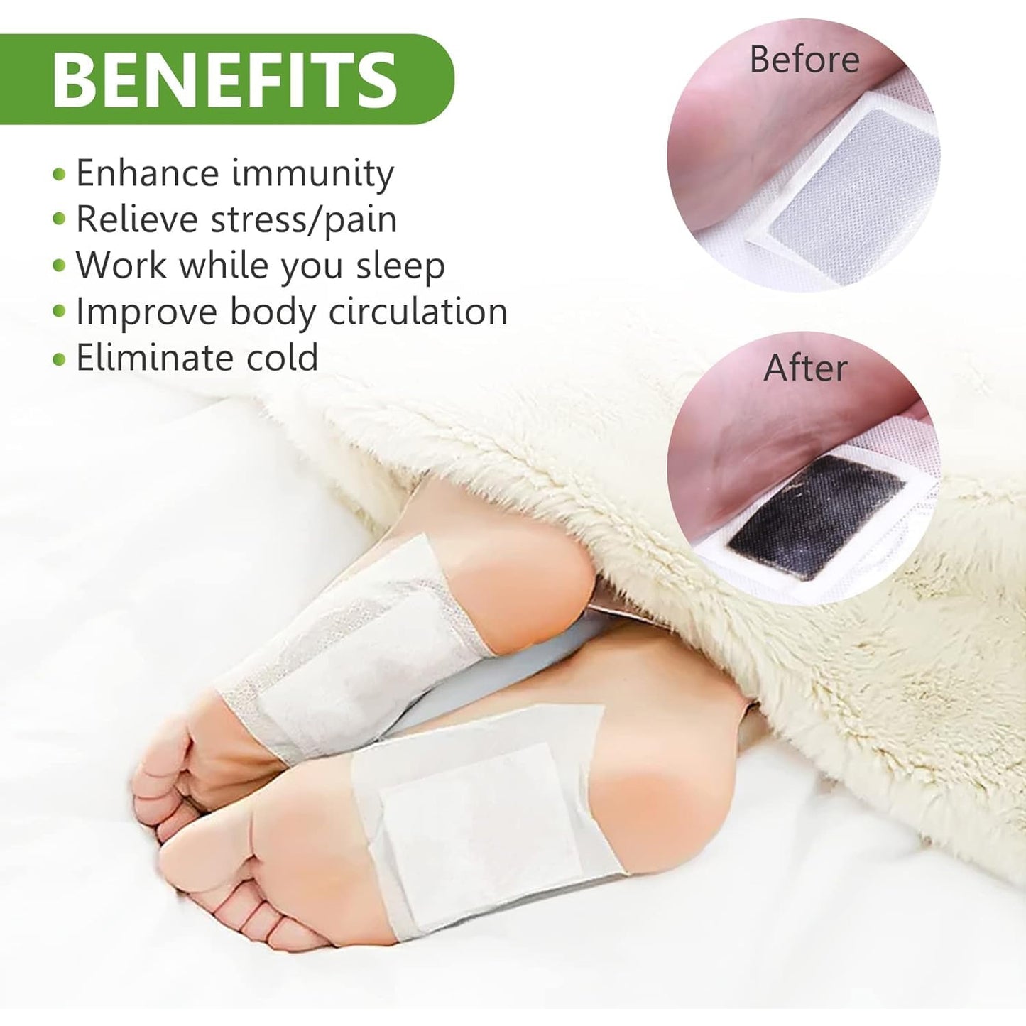 Cleansing Detox Foot Pads with Ginger and Salt (10pcs)