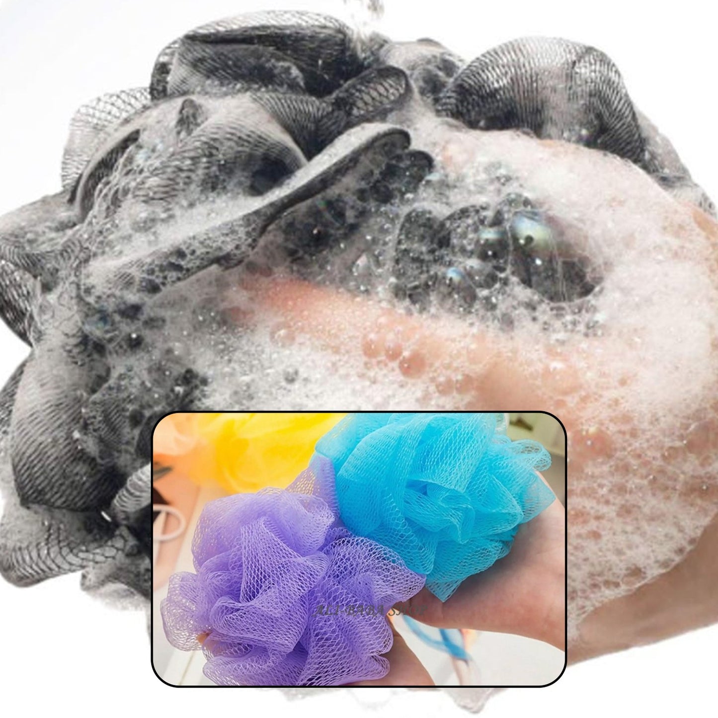 Bath Shower Loofah Sponge Pouf - Body Scrubber (Pack of 6)